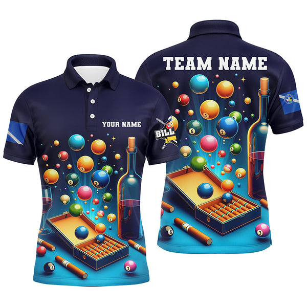 Maxcorners Personalized Billiard Games Las Vegas Flag Men Polo Shirts, Pool Balls Team League Billiard Shirts