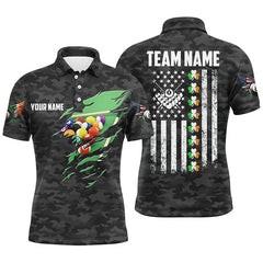 Maxcorners Billiards St Patrick's Day American Flag Shirts Men And Women Billiard Polo & 1/4 Zip Shirts Billiard Team Jerseys