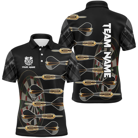 Personalized Gold Black Darts Arrows Men Dart Polo Shirts