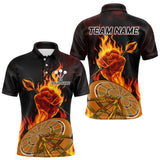 Maxcorners Flame Darts & Crack Dartboard 3D Custom Red Dart Polo Shirts For Men, Dart Jerseys MT2407