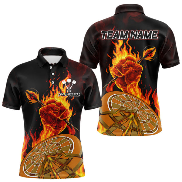 Maxcorners Flame Darts & Crack Dartboard 3D Custom Red Dart Polo Shirts For Men, Dart Jerseys MT2407