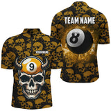 Maxcorners Personalized Billiard Jersey 8 & 9 Ball Custom Yellow Skull Pattern Billiard Shirts