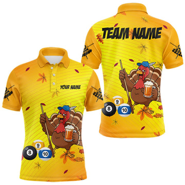 Maxcorners Personalized Yellow Funny Turkey Billiard Jerseys For Men Custom Thanksgiving Pool Team Shirts LM0409
