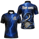 Maxcorners Blue Lightning Thunder Cobra Darts Shirt For Men Custom Darts League Team Jersey Polo & 1/4 Zip LM2509
