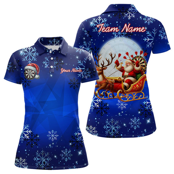 Maxcorners Funny Santa Snowflakes Pattern Custom Blue Christmas Dart Shirts, Xmas Gifts For Dart