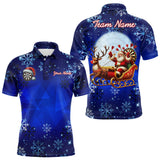 Maxcorners Funny Santa Snowflakes Pattern Custom Blue Christmas Dart Shirts, Xmas Gifts For Dart