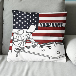 Patriotic US Flag Billiard Player Pillows Custom Billiard Throw Pillow