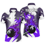 Maxcorners Personalized Purple Flaming 8 Ball Pool Jerseys Polo Shirts, Best Team League Billiard Shirts For Men And Women