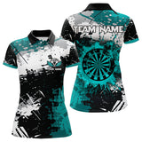 Maxcorners Grunge Turquoise Paint Splash Dart Polo & Quarter Zip Custom Dart Shirts For Men Darts Jerseys