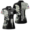 Maxcorners Grunge Camo Skull American Flag Billiard Shirt For Men Custom Patriotic 8 Ball Pool Team Jersey LM3006