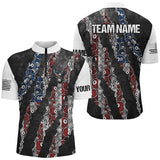 Maxcorners Grunge American Flag 8 Ball Pattern Billiard Jersey Customized Name, Team Name 3D Shirt