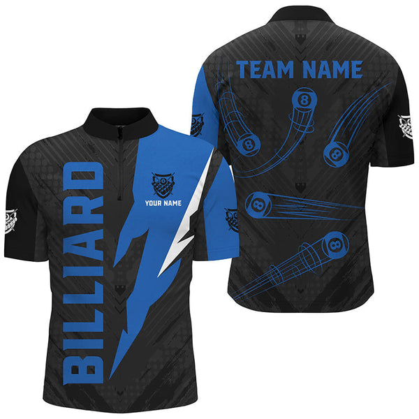 Maxcorners Personalized Blue Billiard Tournament Jerseys, Best 8 Ball Pool Billiard Shirts For Team