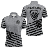 Maxcorners Personalized Grey US Flag 8 Ball Billiard Shirt For Men Custom Patriotic Billiard Pool Jerseys LM0210