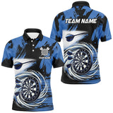 Maxcorners Funny Blue Swirling Darts Board Custom Dart Polo & 1/4 Zip For Men, Cool Darts Shirts Team Jerseys