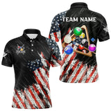 Maxcorners Personalized Retro Grunge American Flag Men Billiard Shirts Custom 3D Pool Ball Billiard Jerseys