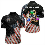 Maxcorners Personalized Retro Grunge American Flag Men Billiard Shirts Custom 3D Pool Ball Billiard Jerseys