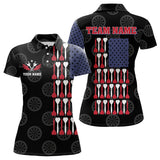 Maxcorners American Flag Black Darts Polo & Quarter Zip Shirt Custom Women Dart Shirts Patriotic Dart Jerseys
