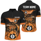 Maxcorners Orange Death Skeleton Flame 8 Ball Pool Billiard Shirts Custom Billiard League Team Jerseys