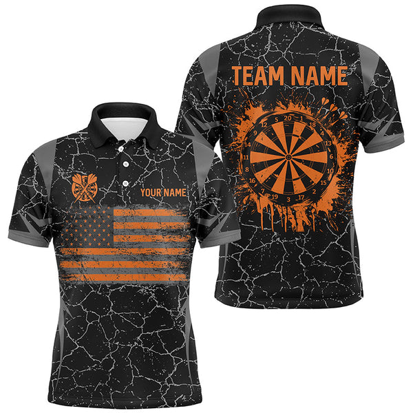 Maxcorners Orange Retro Us Flag Patriotic Darts Jersey Customized Name, Team Anme 3D Shirt