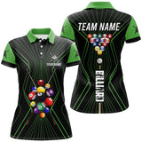 Maxcorners Black And Green Billiard Jerseys Halftone Pattern Custom Women Billiard Shirts, Billiard Team Uniform