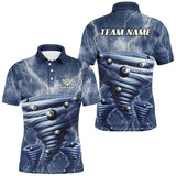 Maxcorners Blue Thunder Lightning Custom Storm Billiard Shirts For Men, 8 Ball Billiard Pool Team Jerseys