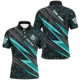 Maxcorners Personalized Turquoise Dart Jerseys Men Dart Polo & Quarter Zip Shirt Custom Team League Dart Shirt