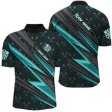 Maxcorners Personalized Turquoise Dart Jerseys Men Dart Polo & Quarter Zip Shirt Custom Team League Dart Shirt