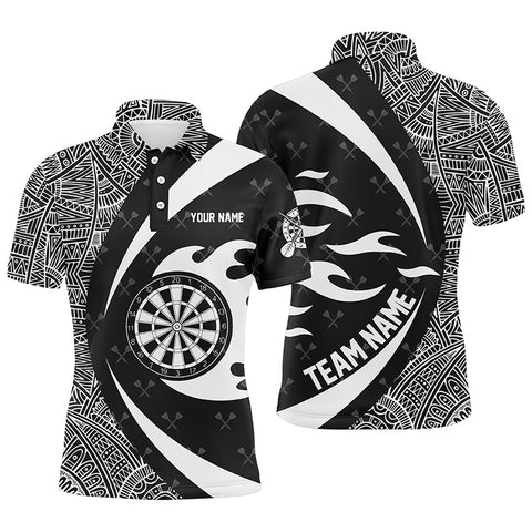 Personalized White And Black Tribal Pattern Darts Men Polo Shirts