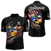 Maxcorners Patriotic American Flag Grunge Billiard Jersey For Men Custom Billiard Shirt Polo & 1/4 Zip |Black