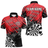 Maxcorners Black And Red Grunge Darts Shirts For Men Custom Dart Team Jerseys OutfitMT0306