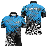 Maxcorners Black And Blue Grunge Darts Shirts For Men Custom Dart Team Jerseys OutfitMT0306