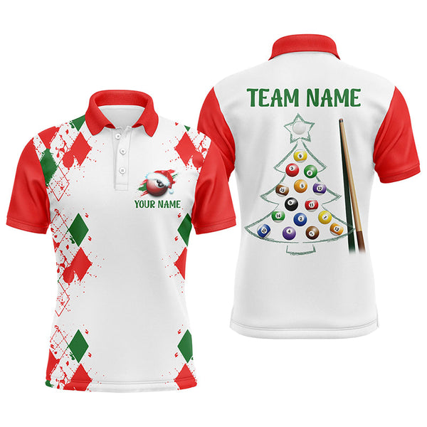 Maxcorners Funny Christmas Billiard Custom Name Polo Shirts Best Christmas