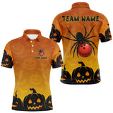 Maxcorners Personalized Orange Funny Spider Bowling Halloween Shirt For Men Custom Bowling Team Jersey LM0210