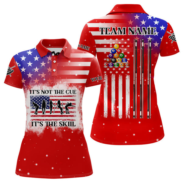 Maxcorners It'S Not The Cue It'S The Skill Custom American Flag Women Billiard Shirt Funny Billiard Jersey |Red