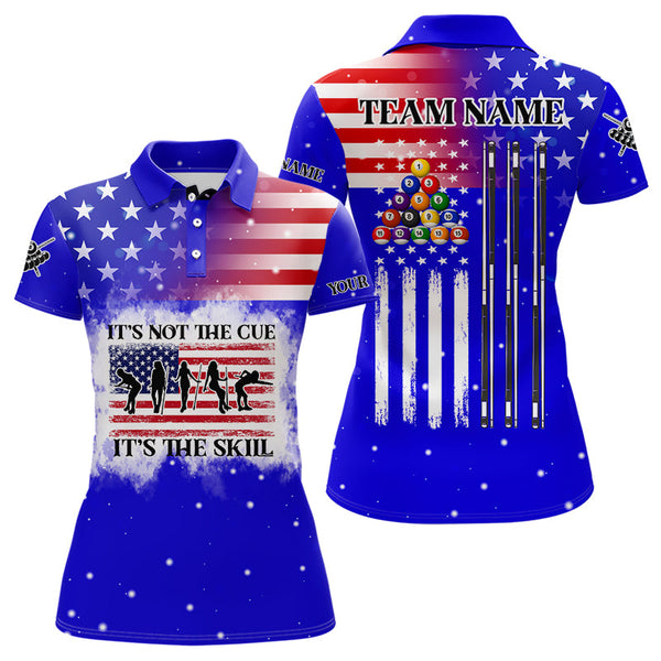 Maxcorners It'S Not The Cue It'S The Skill Custom Us Flag Billiard Shirts Patriotic Billiard Jersey |Blue