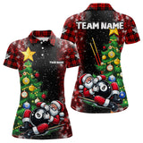 Maxcorners Black And Red Funny Santa Christmas Billiard Shirts Custom Christmas Pine Tree Billiard Apparel