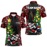 Maxcorners Black And Red Funny Santa Christmas Billiard Shirts Custom Christmas Pine Tree Billiard Apparel