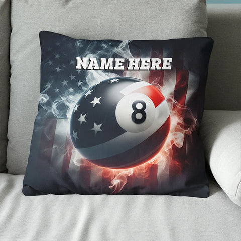 Maxcorners Personalized 8 Ball Pool US Flag Smoke Pillow