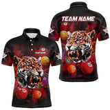 Maxcorners Funny Panther Flaming 8 Ball Billiard Pool Shirt For Men Custom Billiard Team Jerseys |Red