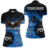 Maxcorners Personalized Eagle 8 Ball Pool Billiard Shirt For Men, Billiard Jerseys Team Polo & 1/4 Zip|Blue