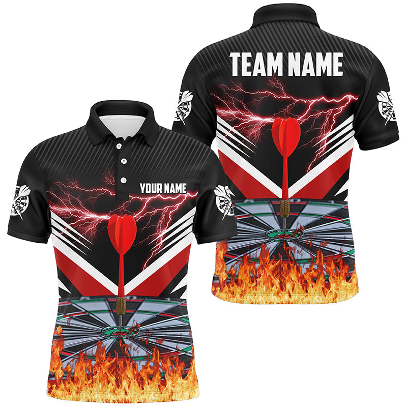 MaxCorners Darts Thunder Lightning Flame Customized Name 3D Polo Shirt For Men