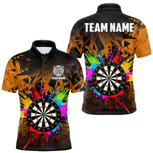 Maxcorners Orange Funny Dartboard Colorful Darts Shirts For Men Custom Darts Polo & Quarter Zip Team Jersey LM0106