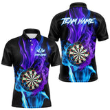Maxcorners Purple And Blue Flaming Smoke Darts Shirt For Men Custom Darts Jersey Team Polo & Quarter Zip MT0111
