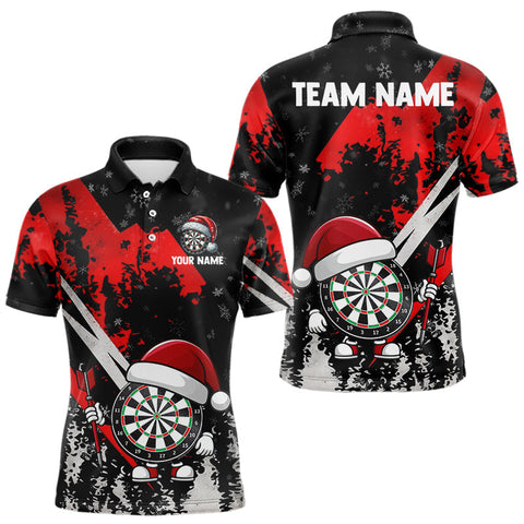 Maxcorners Grunge Black And Red Funny Santa Dartboard Custom Christmas Darts Shirt For Men, Darts Gifts MT0111