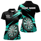 Maxcorners Cyan Black Custom Dart Shirts Personalized 3D Darts Board Dart Jerseys Polo