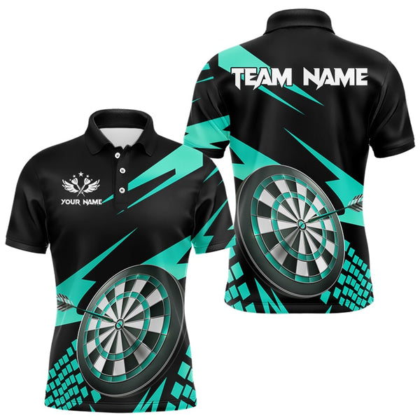 Maxcorners Cyan Black Custom Dart Shirts Personalized 3D Darts Board Dart Jerseys Polo