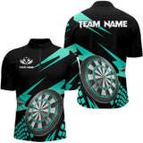 Maxcorners Cyan Black Custom Dart Shirts Personalized 3D Darts Board Dart Jerseys Polo