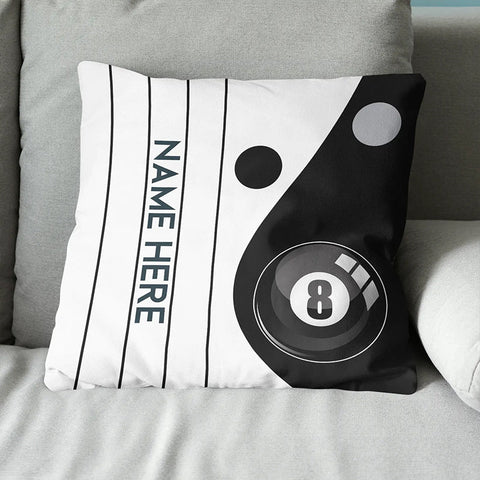 Maxcorners Custom Black White 8 Ball Pool Throw Pillow