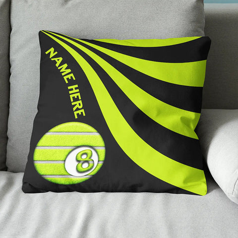 Maxcorners Customized Black And Lime Green Funny Billiard Pool Tennis Throw Pillows