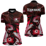 Maxcorners Red Thunder Lightning Custom Dragon Bowling Shirts For Men, Bowling Team Jerseys Polo & 1/4 Zip